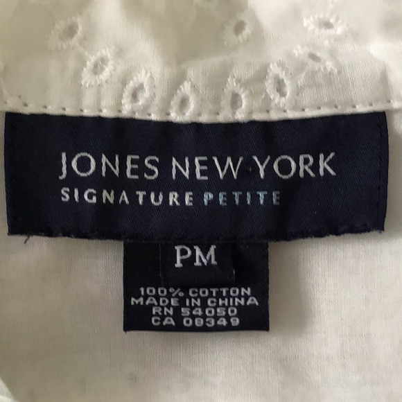 Jones New York Signature White Eyelet Jacket Petite Medium - Picture 9 of 11